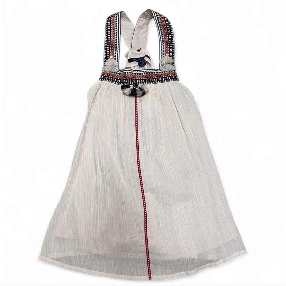 French Connection Cream Tassel Y2K Boho Tunic Tank Top